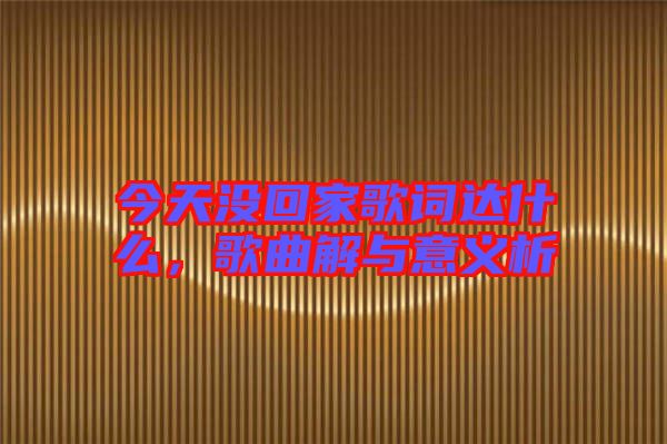 今天沒回家歌詞達(dá)什么，歌曲解與意義析