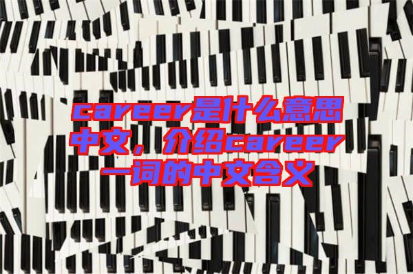 career是什么意思中文，介紹career一詞的中文含義