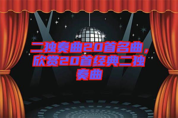 二獨(dú)奏曲20首名曲，欣賞20首經(jīng)典二獨(dú)奏曲