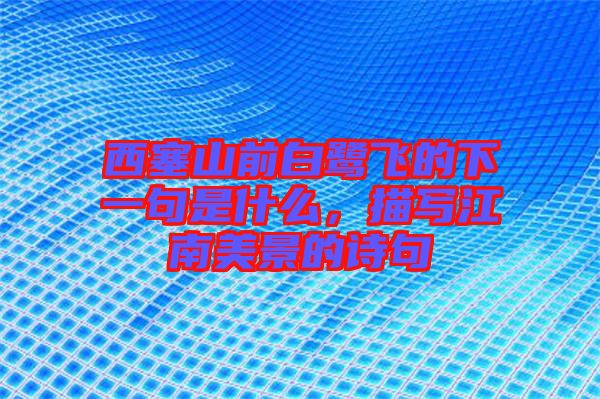西塞山前白鷺飛的下一句是什么，描寫江南美景的詩句