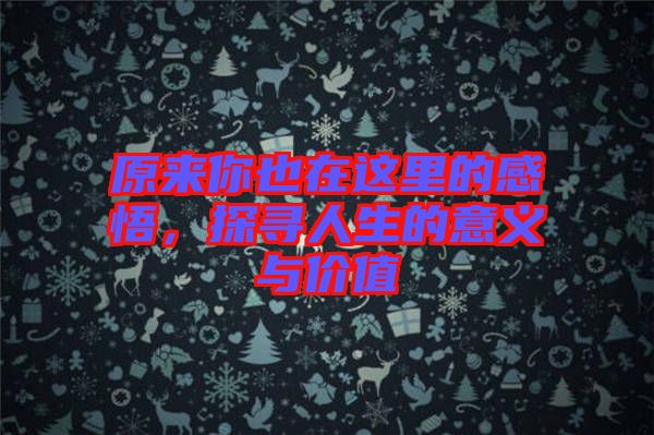 原來你也在這里的感悟，探尋人生的意義與價值