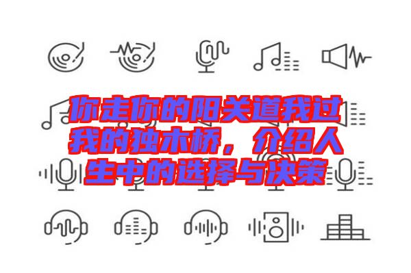 你走你的陽關(guān)道我過我的獨(dú)木橋，介紹人生中的選擇與決策