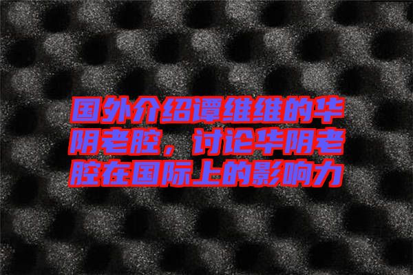 國外介紹譚維維的華陰老腔，討論華陰老腔在國際上的影響力