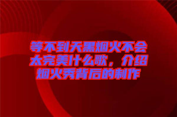 等不到天黑煙火不會(huì)太完美什么歌，介紹煙火秀背后的制作