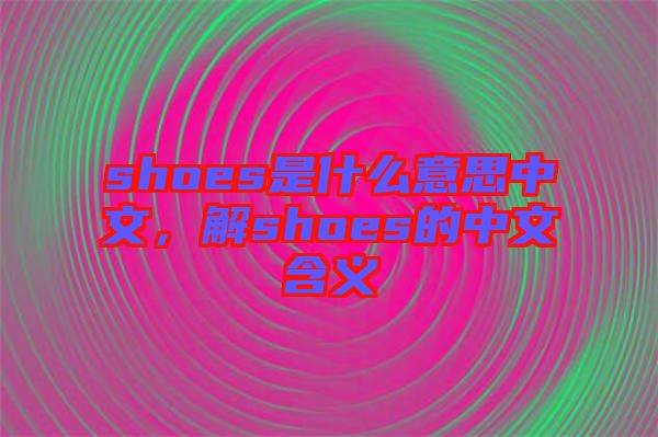 shoes是什么意思中文，解shoes的中文含義