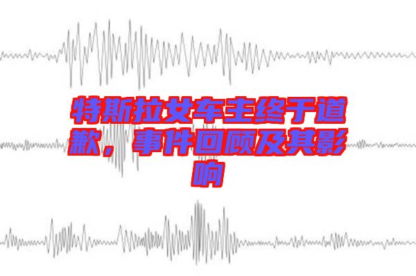 特斯拉女車主終于道歉，事件回顧及其影響