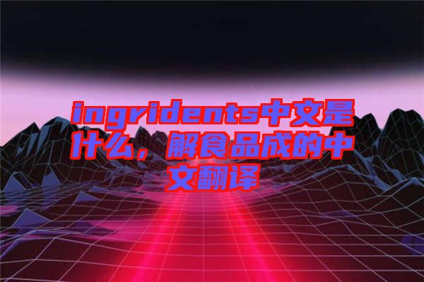 ingridents中文是什么，解食品成的中文翻譯
