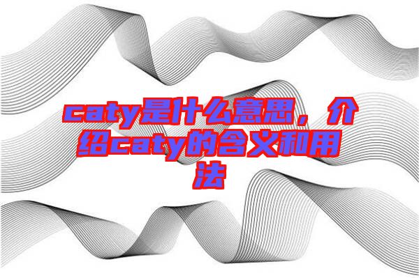 caty是什么意思，介紹caty的含義和用法