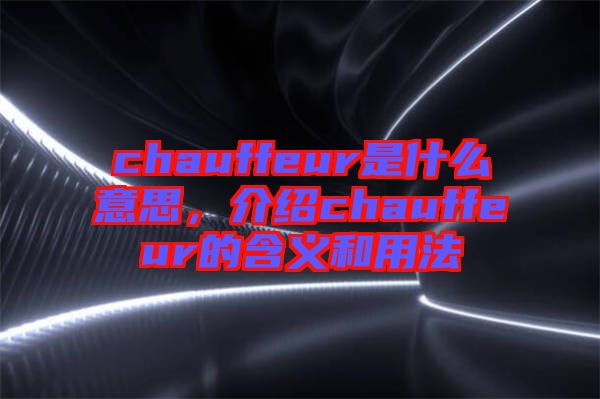 chauffeur是什么意思，介紹chauffeur的含義和用法