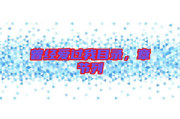 曾經(jīng)愛過我目錄，章節(jié)列