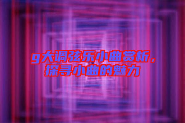 g大調弦樂小曲賞析，探尋小曲的魅力