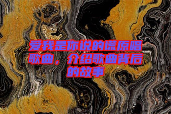 愛我是你說的謊原唱歌曲，介紹歌曲背后的故事