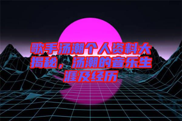 歌手湯潮個人資料大揭秘，湯潮的音樂生涯及經(jīng)歷
