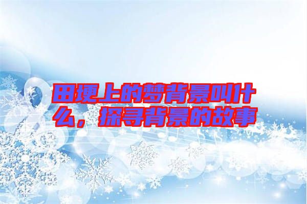 田埂上的夢(mèng)背景叫什么，探尋背景的故事