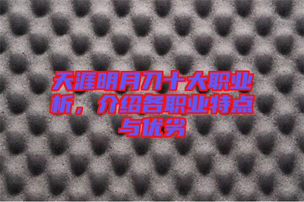 天涯明月刀十大職業(yè)析，介紹各職業(yè)特點(diǎn)與優(yōu)劣