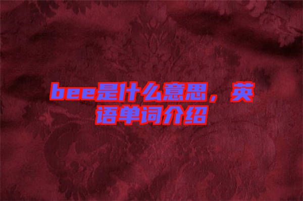 bee是什么意思，英語單詞介紹