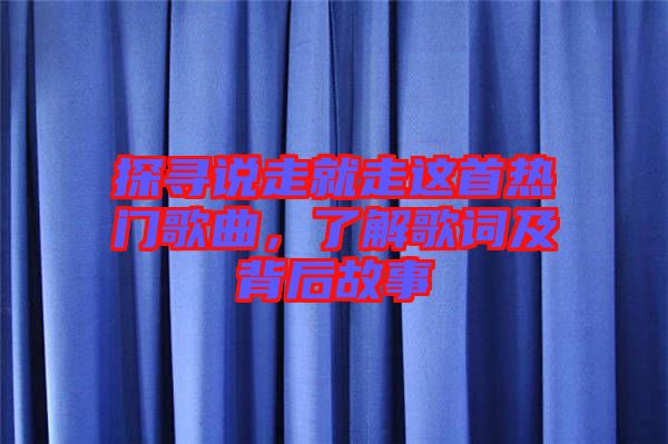 探尋說走就走這首熱門歌曲，了解歌詞及背后故事