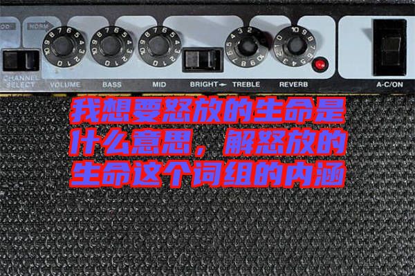 我想要怒放的生命是什么意思，解怒放的生命這個詞組的內(nèi)涵