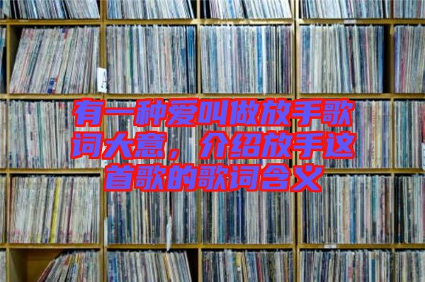 有一種愛叫做放手歌詞大意，介紹放手這首歌的歌詞含義