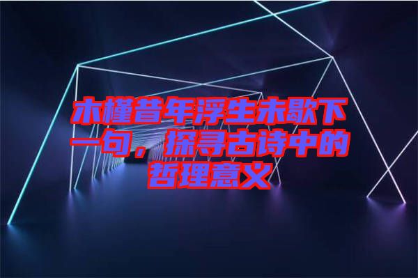 木槿昔年浮生未歇下一句，探尋古詩中的哲理意義