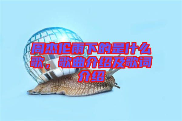 周杰倫雨下的是什么歌，歌曲介紹及歌詞介紹
