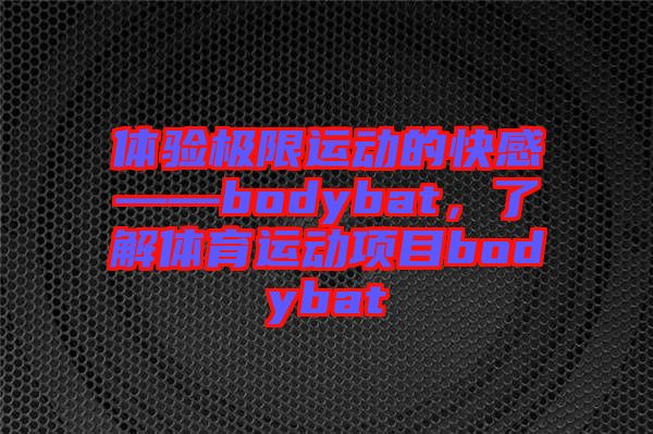體驗極限運動的快感——bodybat，了解體育運動項目bodybat
