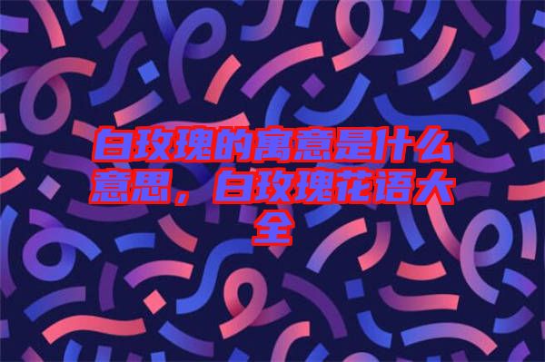 白玫瑰的寓意是什么意思，白玫瑰花語大全