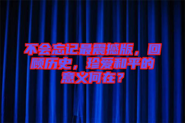 不會(huì)忘記最震撼版，回顧歷史，珍愛(ài)和平的意義何在？