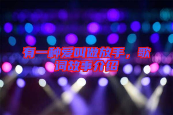 有一種愛叫做放手，歌詞故事介紹