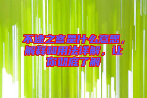不速之客是什么意思，解釋和用法詳解，讓你徹底了解