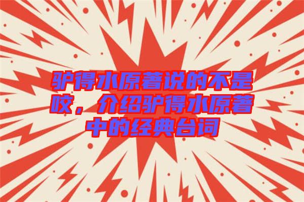 驢得水原著說的不是咬，介紹驢得水原著中的經(jīng)典臺詞