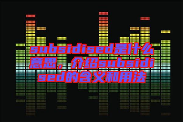 subsidised是什么意思，介紹subsidised的含義和用法