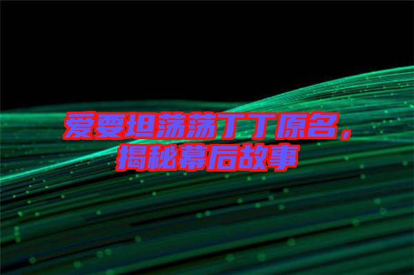 愛(ài)要坦蕩蕩丁丁原名，揭秘幕后故事
