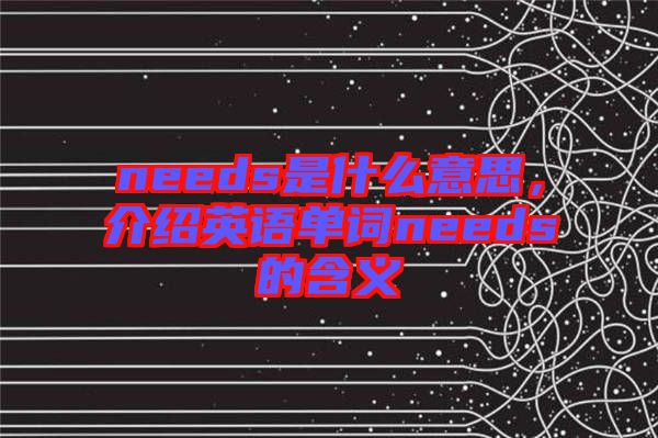 needs是什么意思，介紹英語(yǔ)單詞needs的含義