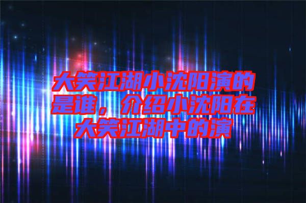 大笑江湖小沈陽演的是誰，介紹小沈陽在大笑江湖中的演