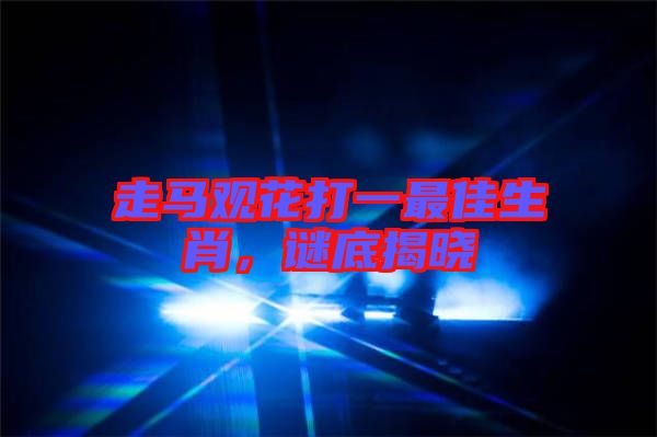 走馬觀花打一最佳生肖，謎底揭曉