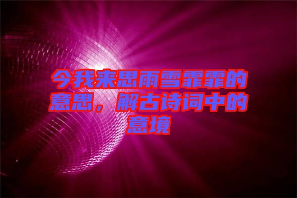 今我來思雨雪霏霏的意思，解古詩詞中的意境