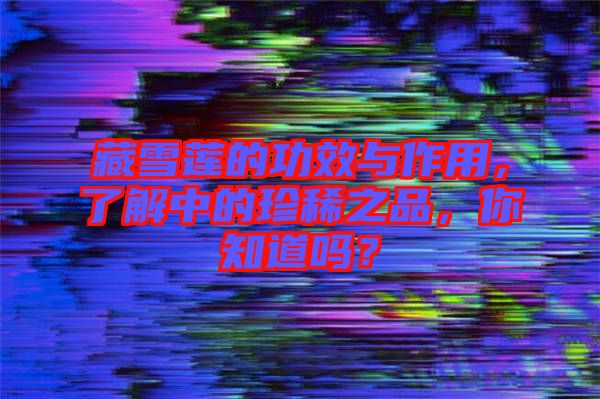 藏雪蓮的功效與作用，了解中的珍稀之品，你知道嗎？
