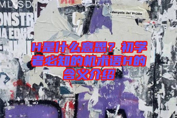 H是什么意思？初學(xué)者必知的機(jī)術(shù)語H的含義介紹
