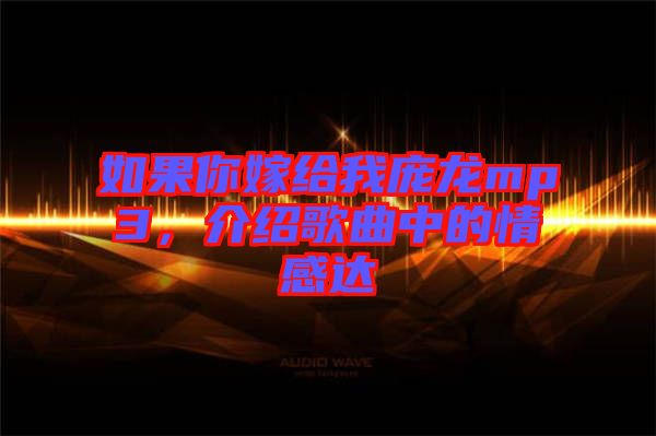 如果你嫁給我龐龍mp3，介紹歌曲中的情感達(dá)
