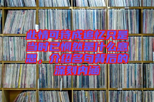 此情可待成追憶只是當(dāng)時(shí)已惘然是什么意思，介紹名句背后的深刻內(nèi)涵