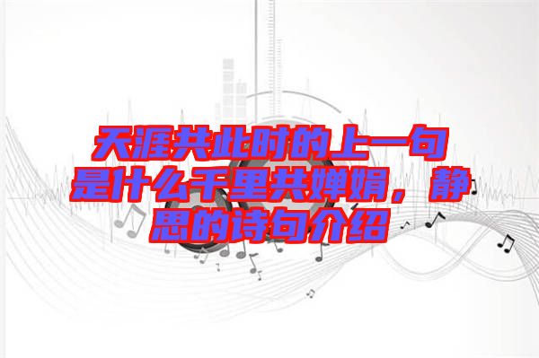 天涯共此時的上一句是什么千里共嬋娟，靜思的詩句介紹