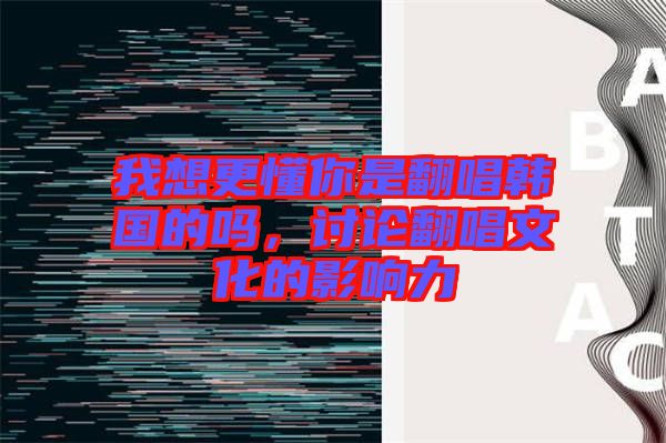 我想更懂你是翻唱韓國(guó)的嗎，討論翻唱文化的影響力