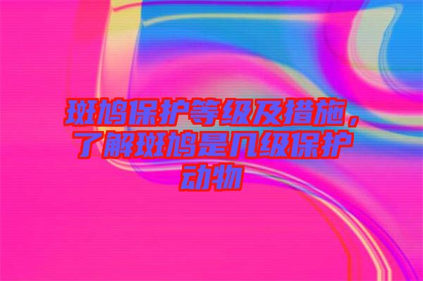 斑鳩保護(hù)等級(jí)及措施，了解斑鳩是幾級(jí)保護(hù)動(dòng)物