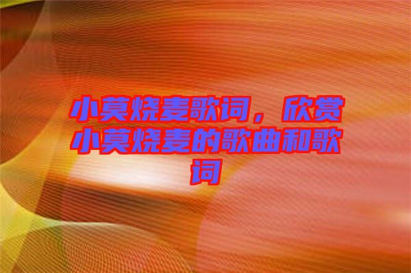 小莫燒麥歌詞，欣賞小莫燒麥的歌曲和歌詞