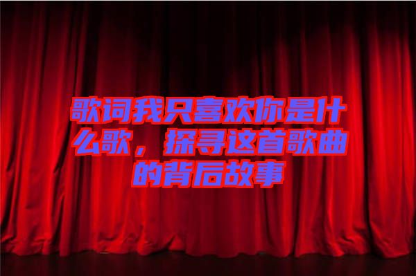 歌詞我只喜歡你是什么歌，探尋這首歌曲的背后故事