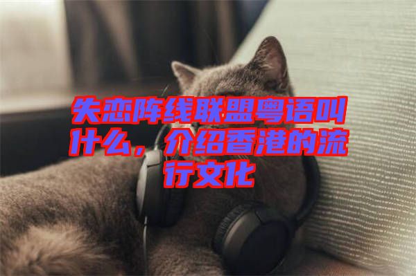 失戀陣線聯(lián)盟粵語(yǔ)叫什么，介紹香港的流行文化