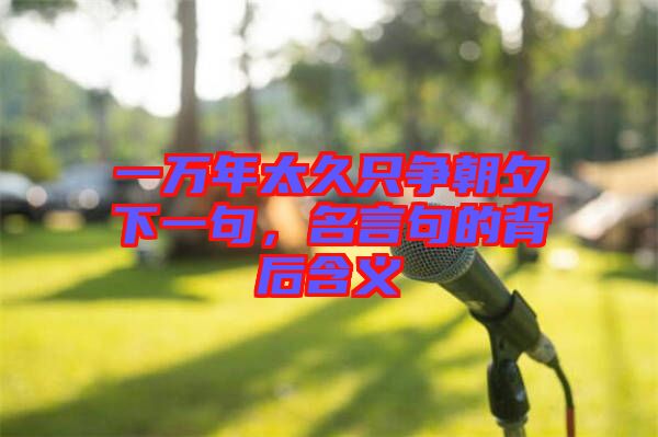 一萬年太久只爭朝夕下一句，名言句的背后含義