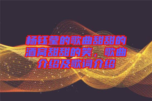 楊鈺瑩的歌曲甜甜的酒窩甜甜的笑，歌曲介紹及歌詞介紹