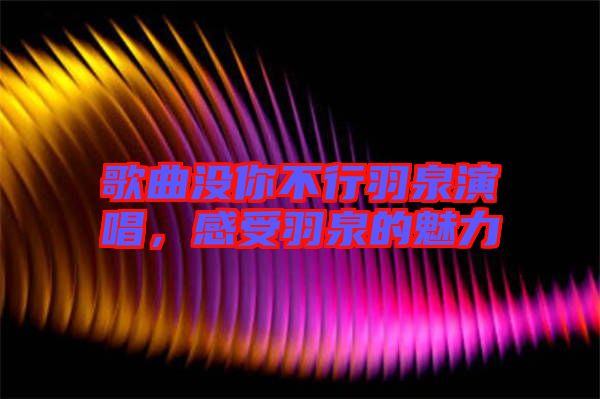 歌曲沒你不行羽泉演唱，感受羽泉的魅力